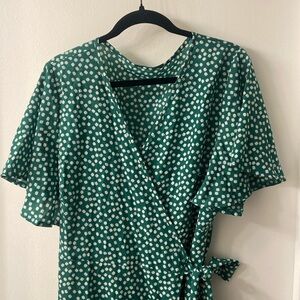 Green Daisy Wrap Dress